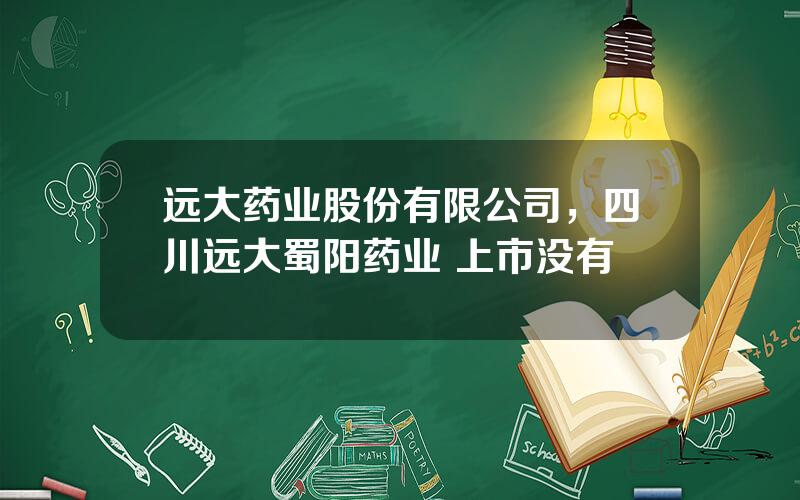 远大药业股份有限公司，四川远大蜀阳药业 上市没有